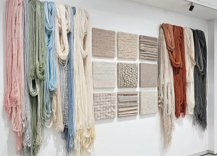 Interior textile design and material review wall