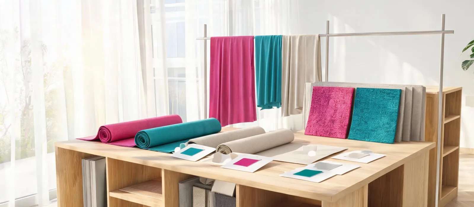 Interior textile sample library and material boards